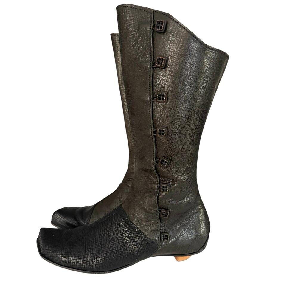 CYDWOQ handcrafted leather midcalf boots sz 39.5 black zip steampunk renaissance